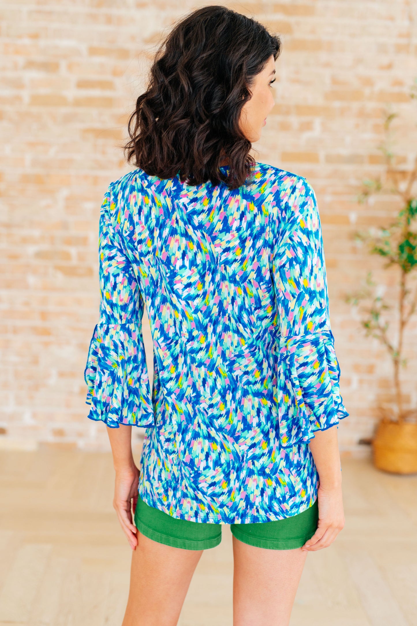 Willow Bell Sleeve Top in Royal Brushed Multi-Tops-Modish Lily, Tecumseh Michigan