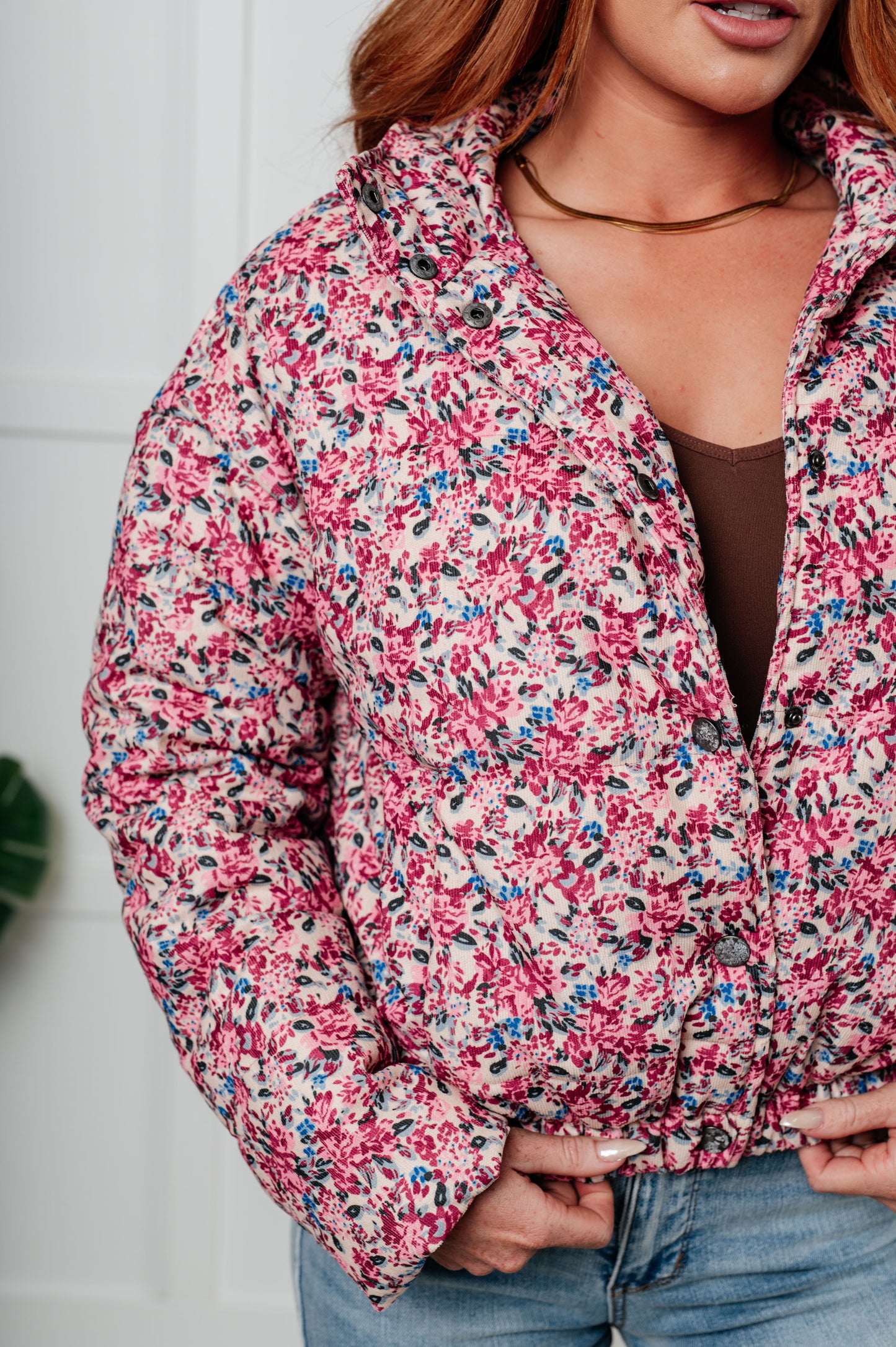 Wish Me Well Floral Printed Puffer Jacket in Cream Multi-Layers-Modish Lily, Tecumseh Michigan