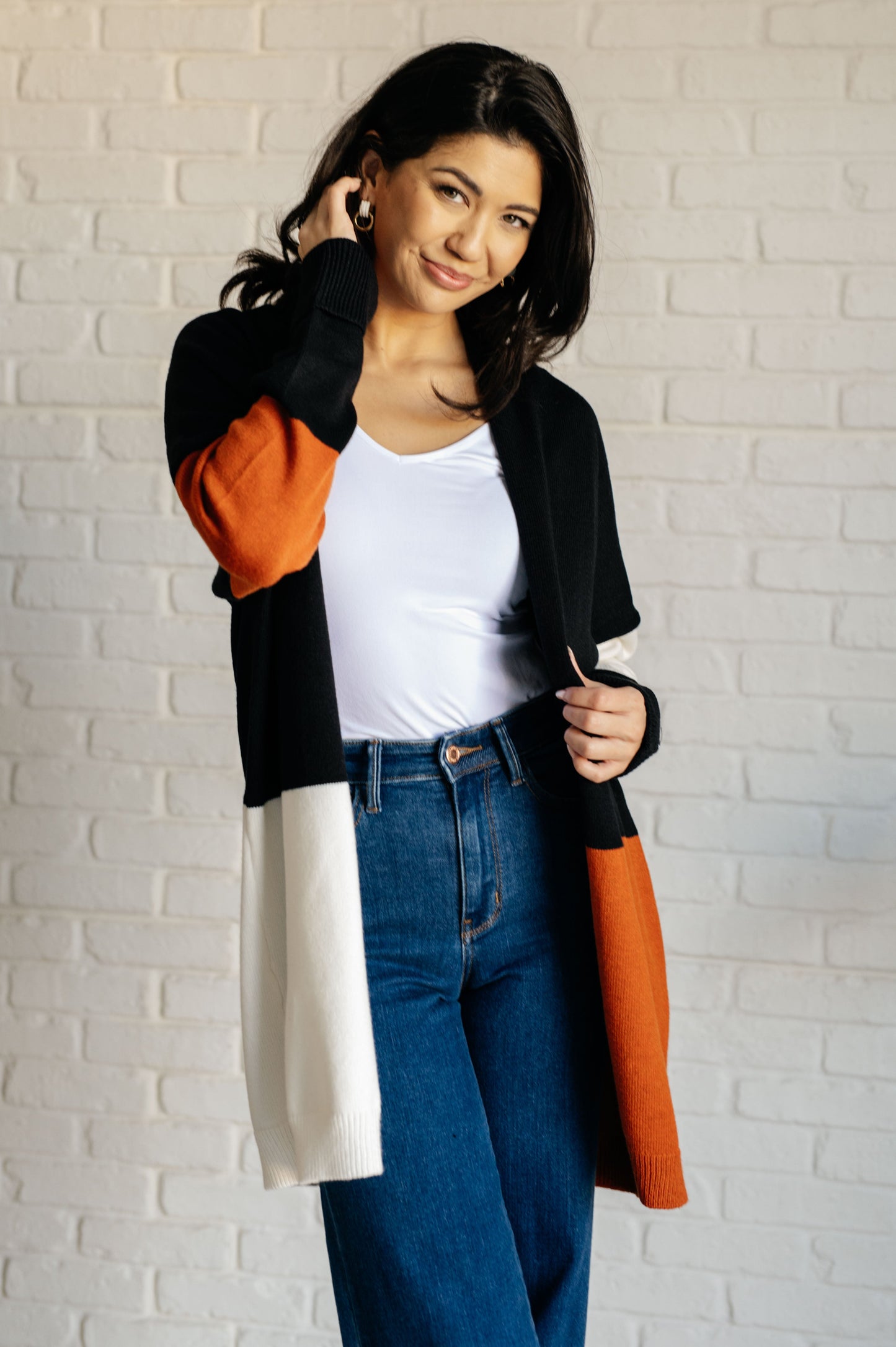 Writer's Block Color Block Open Front Cardigan-Layers-Modish Lily, Tecumseh Michigan