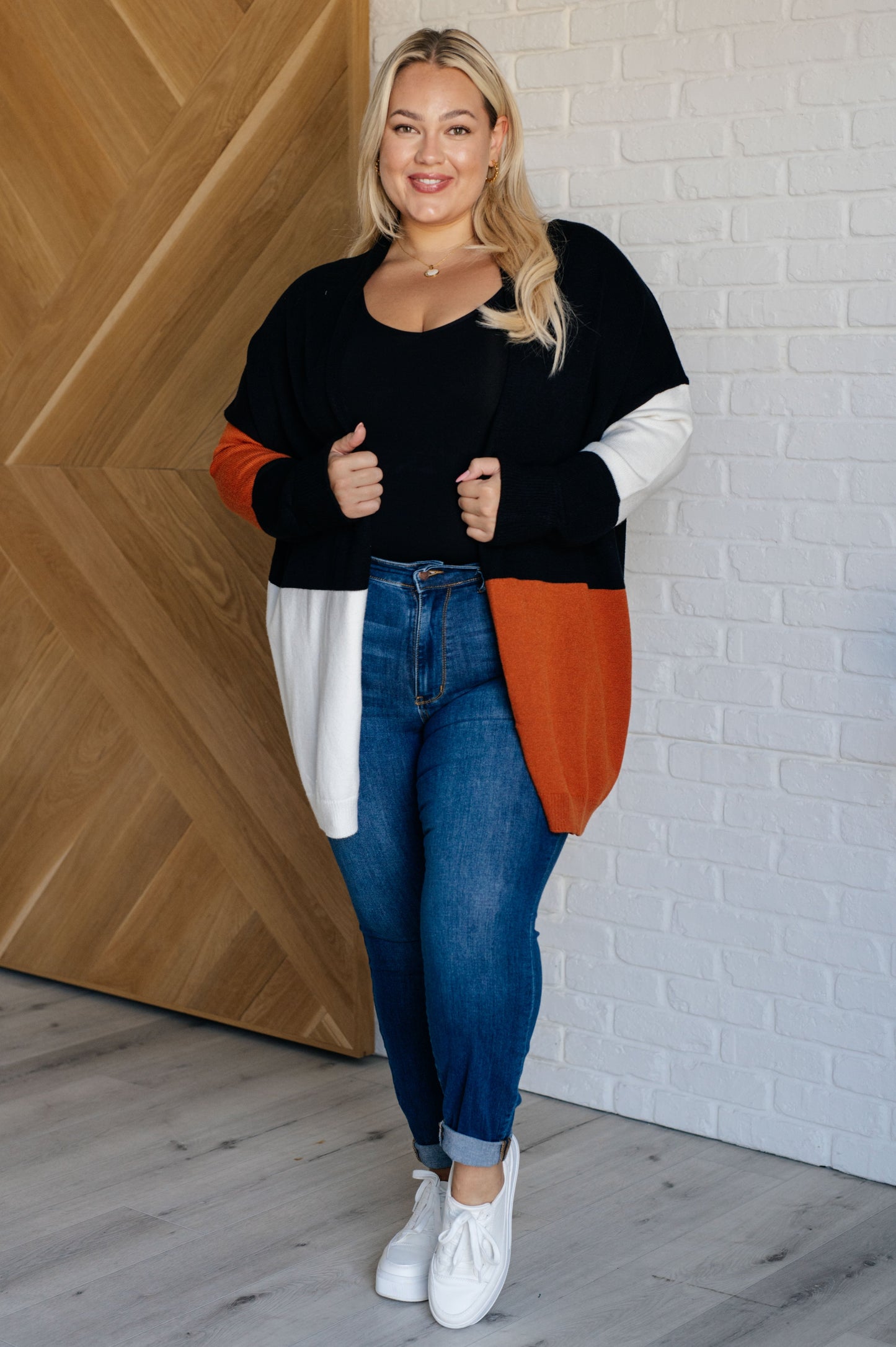 Writer's Block Color Block Open Front Cardigan-Layers-Modish Lily, Tecumseh Michigan