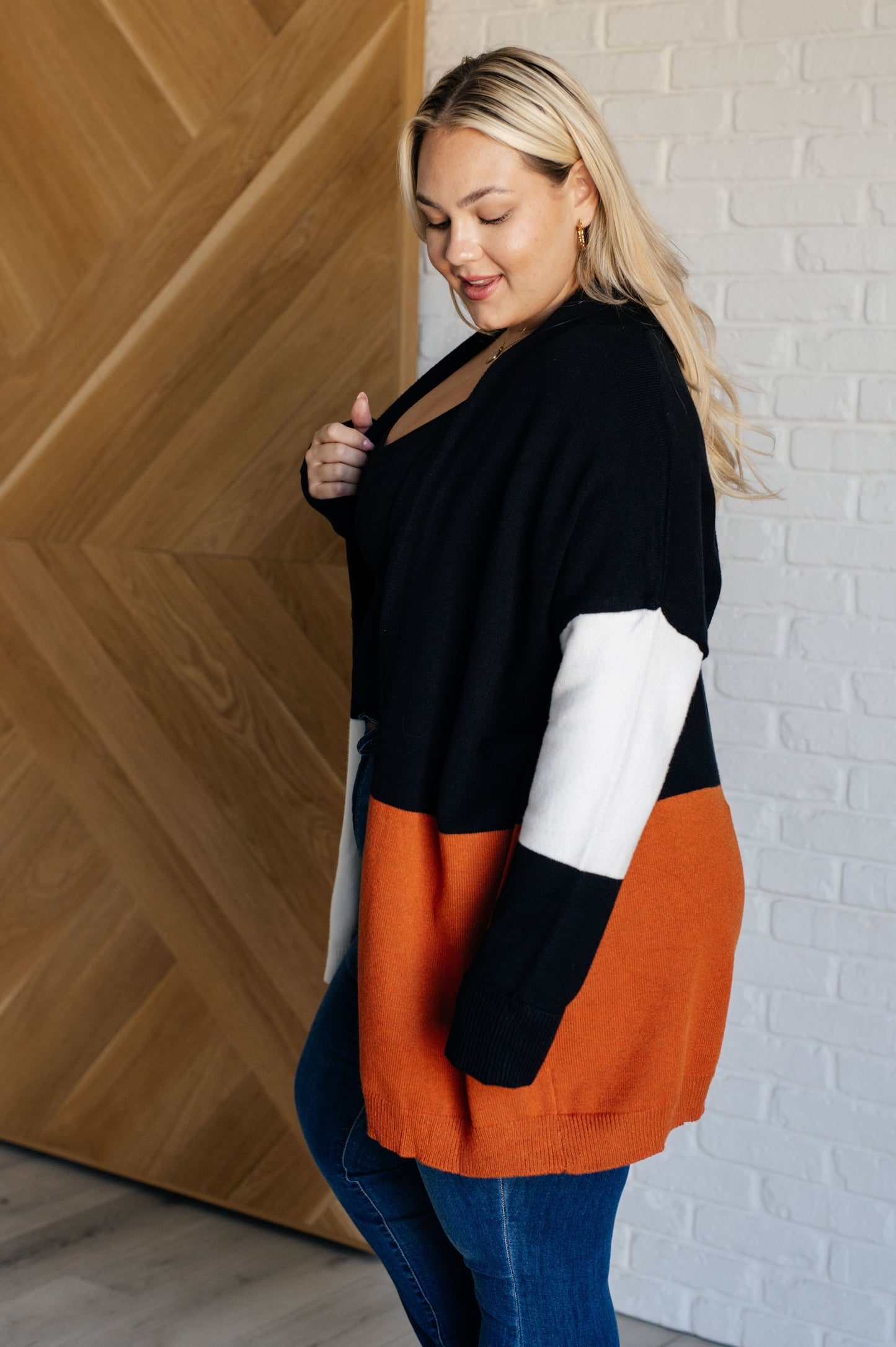 Writer's Block Color Block Open Front Cardigan-Layers-Modish Lily, Tecumseh Michigan
