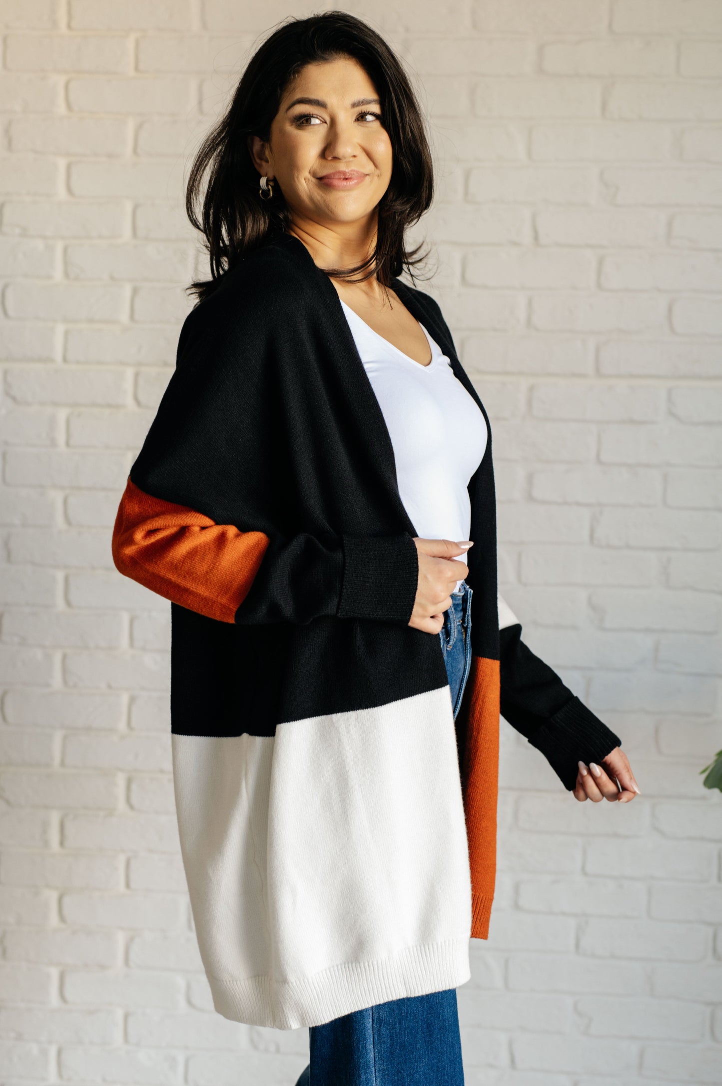 Writer's Block Color Block Open Front Cardigan-Layers-Modish Lily, Tecumseh Michigan