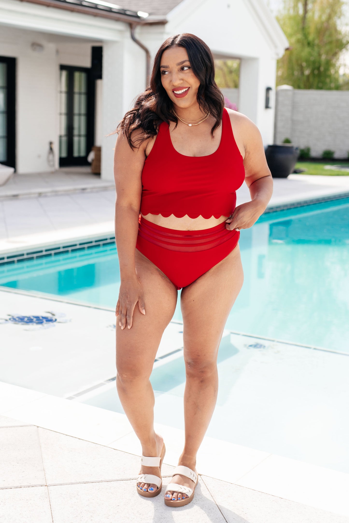Tonga Scalloped Swim Top-Swimwear-Modish Lily, Tecumseh Michigan