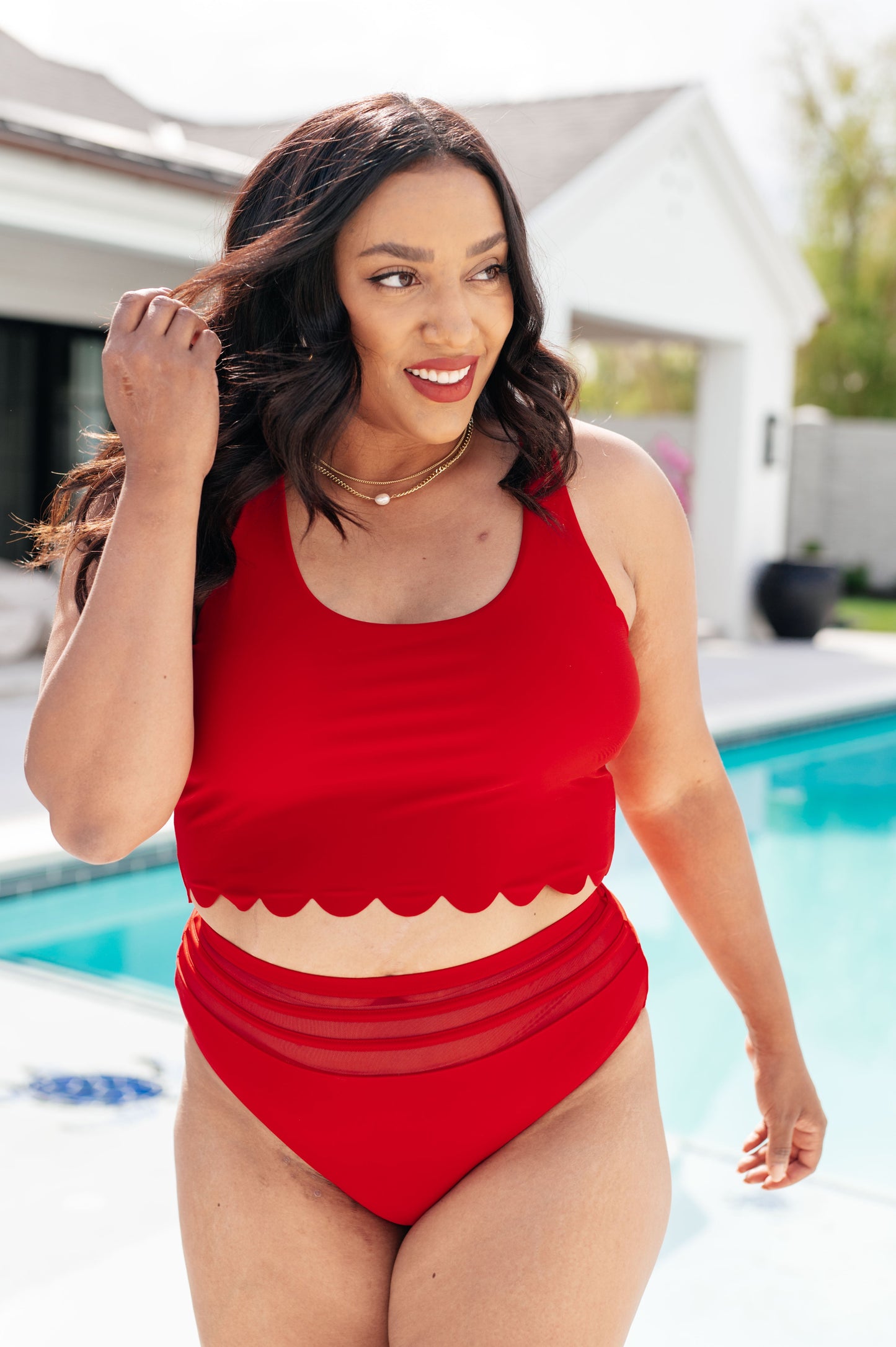 Tonga Scalloped Swim Top-Swimwear-Modish Lily, Tecumseh Michigan