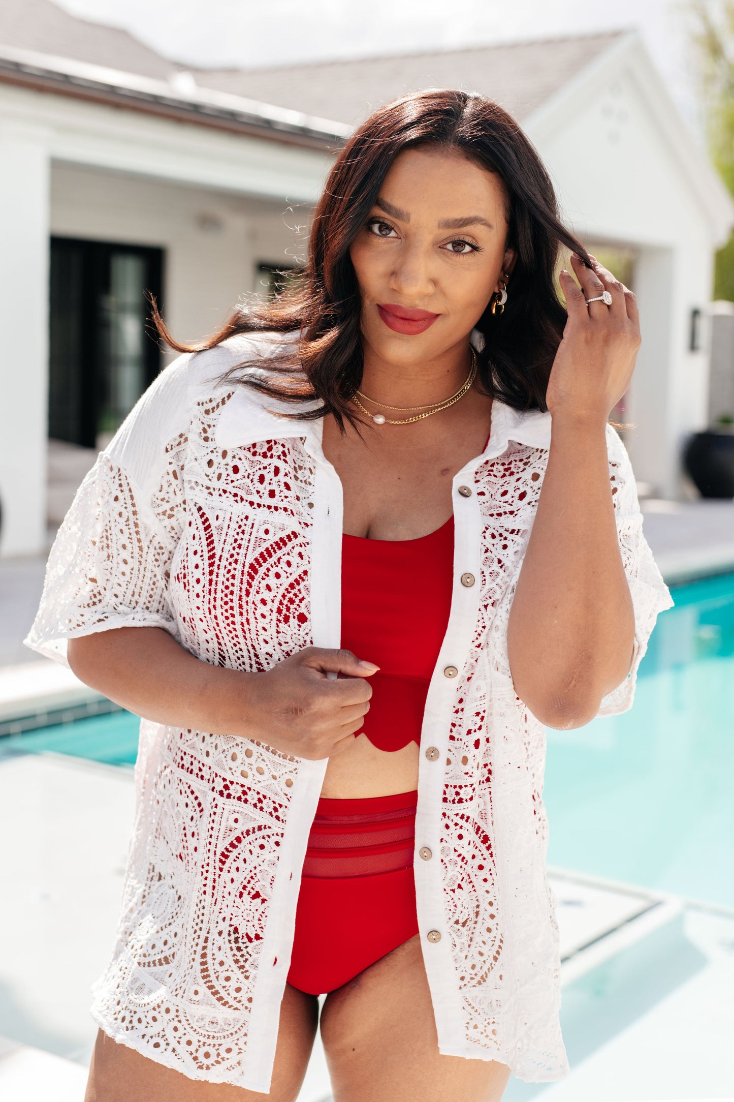 Tonga Scalloped Swim Top-Swimwear-Modish Lily, Tecumseh Michigan