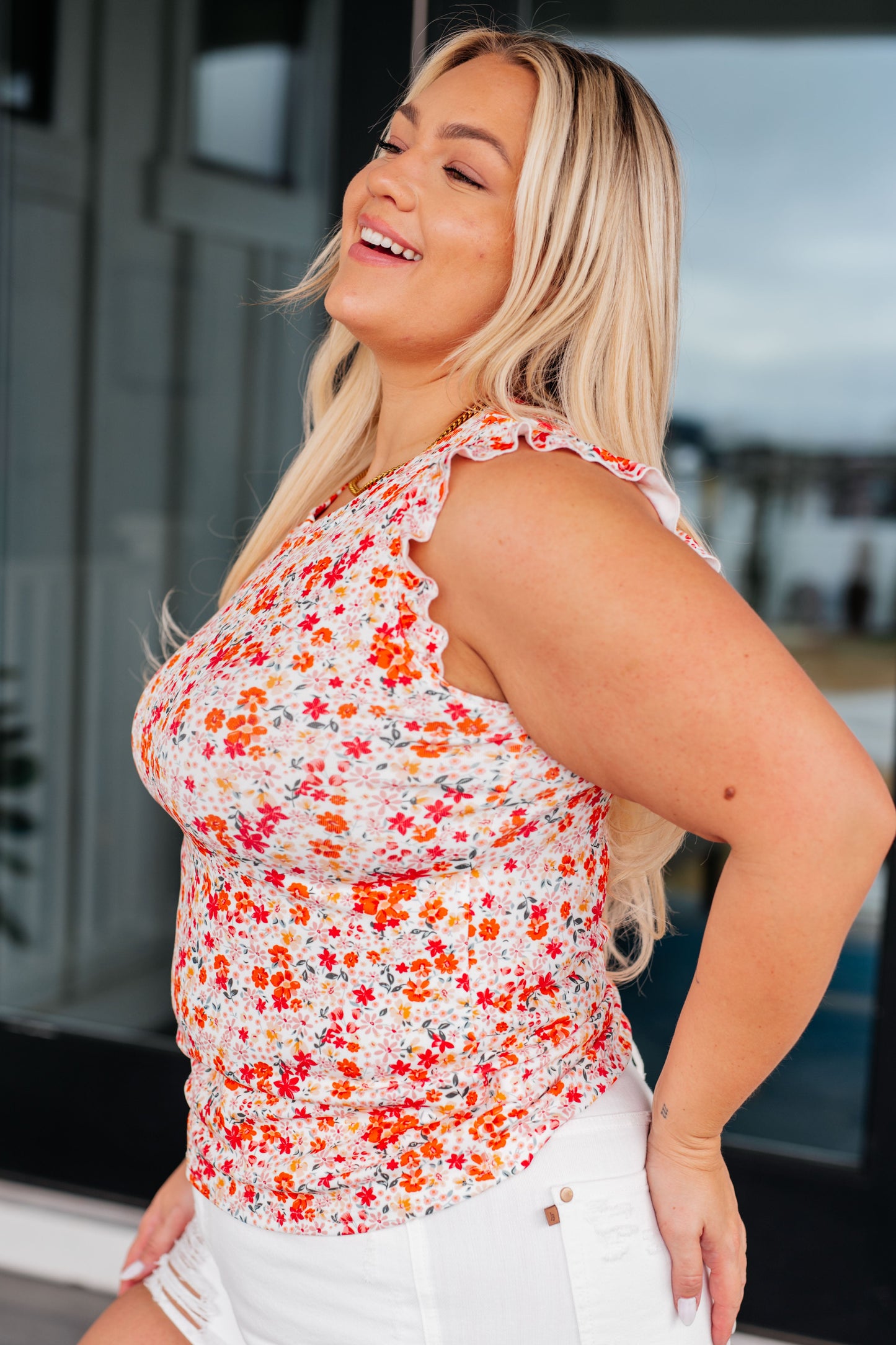 Sweet Something Flutter Sleeve Floral Top-Tops-Modish Lily, Tecumseh Michigan