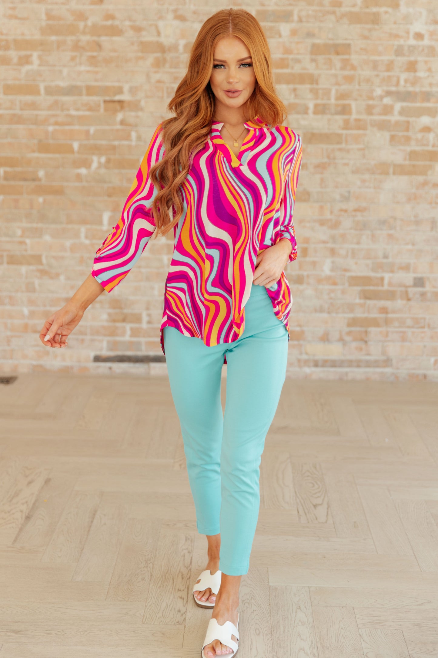 Magic Ankle Crop Skinny Pants in Aqua-Bottoms-Modish Lily, Tecumseh Michigan