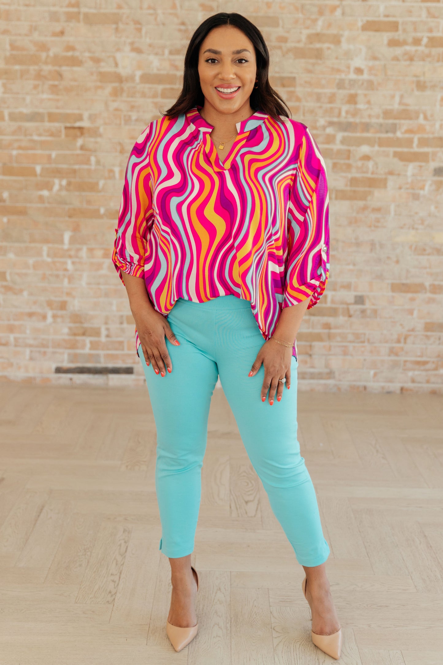 Magic Ankle Crop Skinny Pants in Aqua-Bottoms-Modish Lily, Tecumseh Michigan