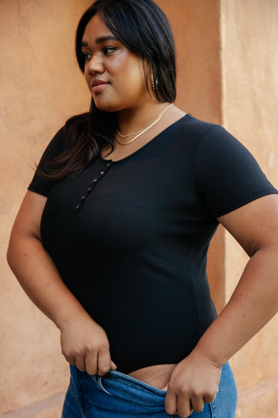 Perfect Tuck Bodysuit in Black-Womens-Modish Lily, Tecumseh Michigan
