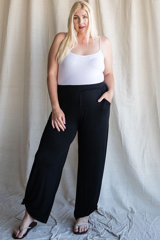 Split Side Tied Hem Pants in Black-Shirts & Tops-Modish Lily, Tecumseh Michigan
