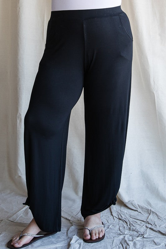 Split Side Tied Hem Pants in Black-Shirts & Tops-Modish Lily, Tecumseh Michigan