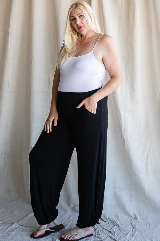 Split Side Tied Hem Pants in Black-Shirts & Tops-Modish Lily, Tecumseh Michigan
