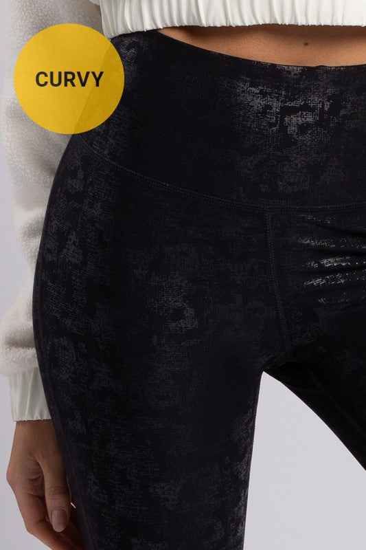 Crackle Glaze Foil Highwaist Leggings-Leggings & Sports Bras-Modish Lily, Tecumseh Michigan