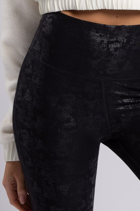 Crackle Glaze Foil Highwaist Leggings-Leggings & Sports Bras-Modish Lily, Tecumseh Michigan
