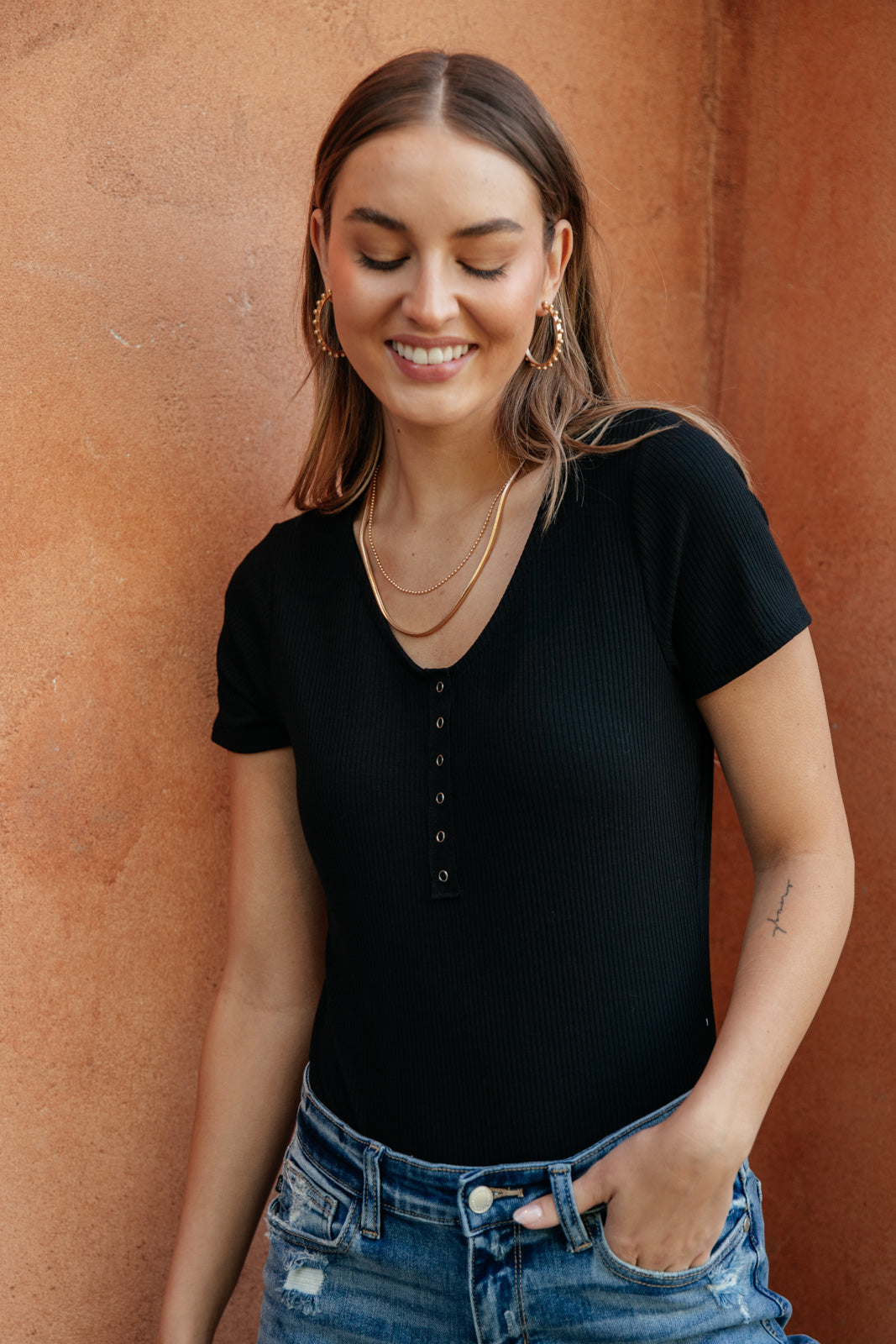 Perfect Tuck Bodysuit in Black-Womens-Modish Lily, Tecumseh Michigan