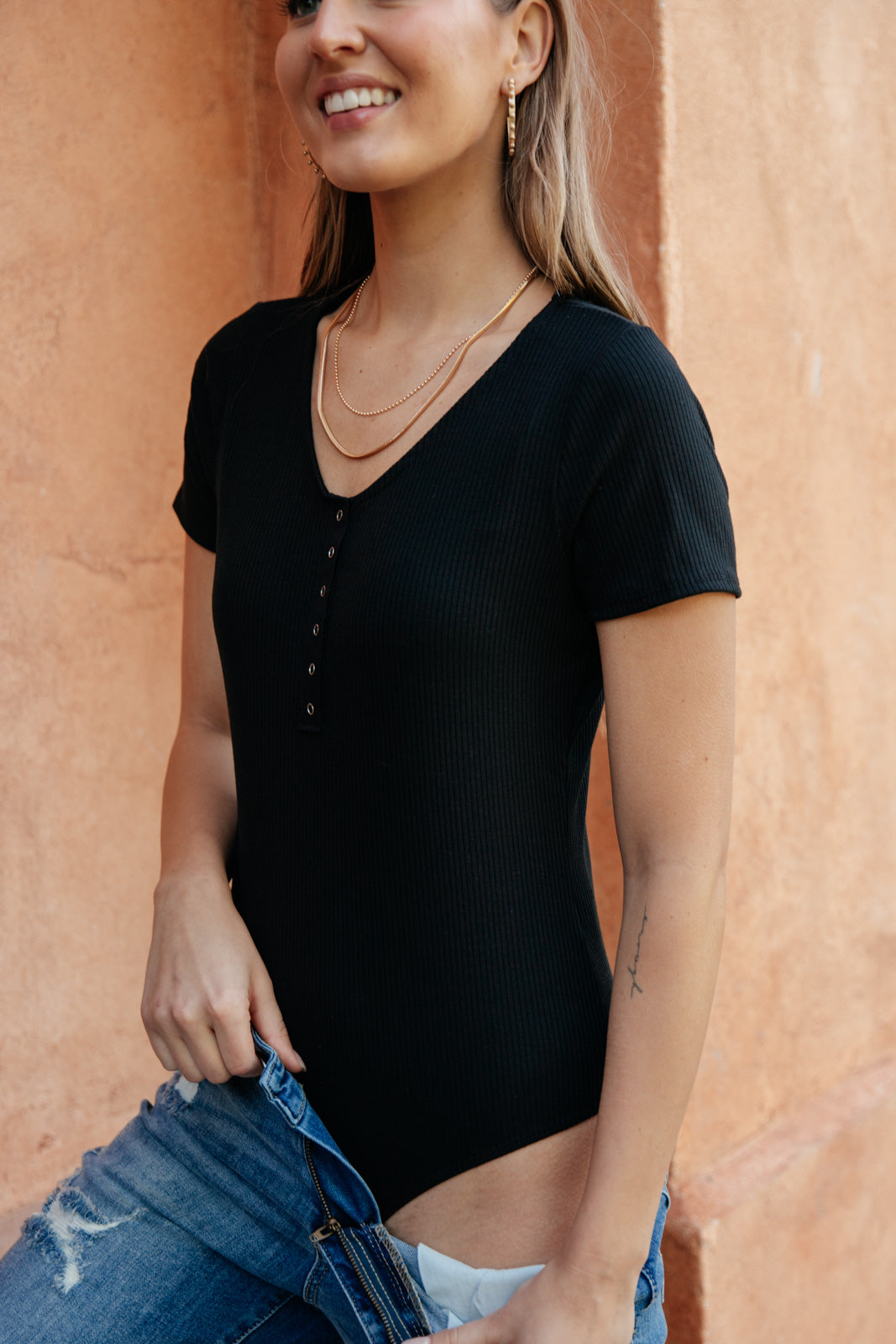 Perfect Tuck Bodysuit in Black-Womens-Modish Lily, Tecumseh Michigan