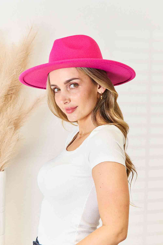 Pink Flat Brim Fedora Fashion Hat-Modish Lily, Tecumseh Michigan