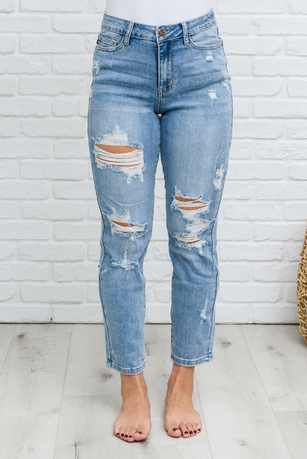 Florence High Waist Destroyed Boyfriend Jeans-Womens-Modish Lily, Tecumseh Michigan