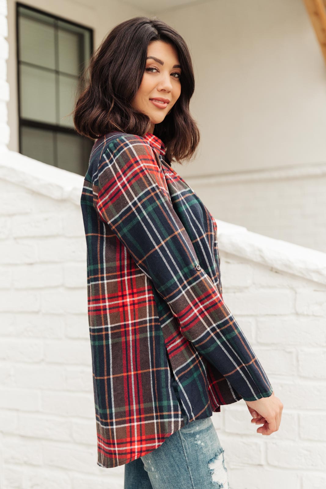 Alana Plaid Button Down Top-Womens-Modish Lily, Tecumseh Michigan