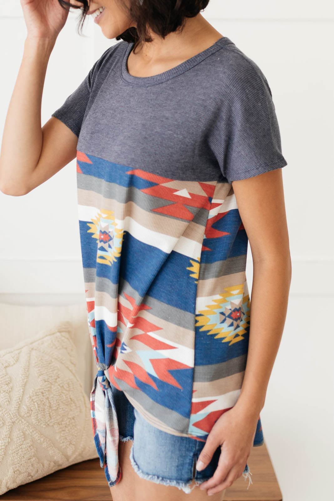 Aztec Tie Tee-Womens-Modish Lily, Tecumseh Michigan