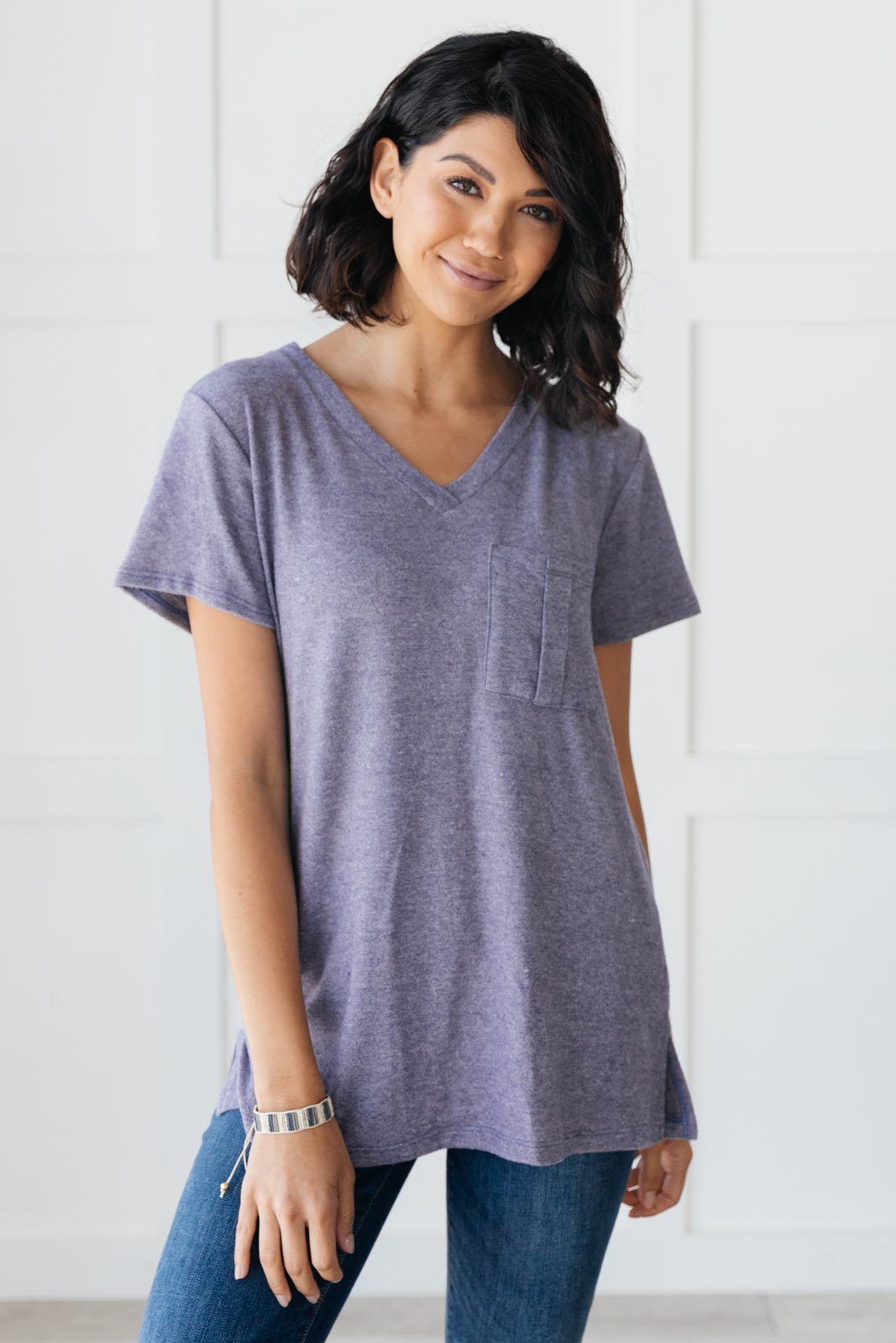 Basic V-neck in Navy-Womens-Modish Lily, Tecumseh Michigan