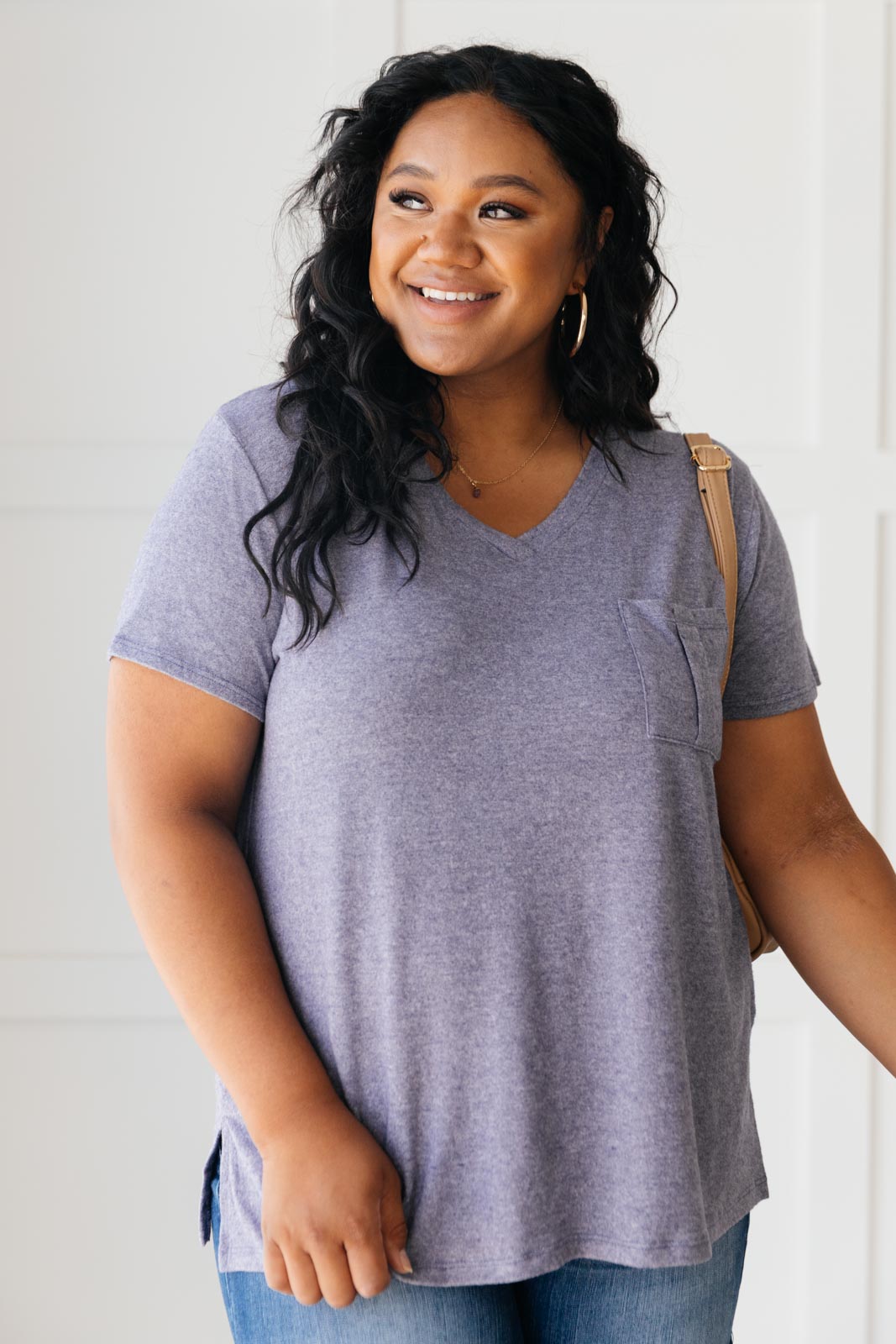Basic V-neck in Navy-Womens-Modish Lily, Tecumseh Michigan