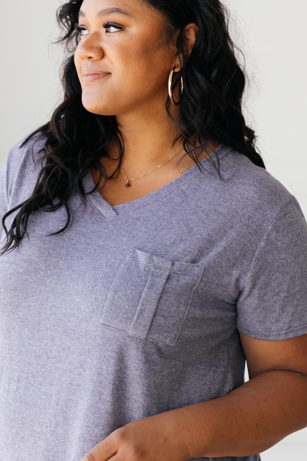 Basic V-neck in Navy-Womens-Modish Lily, Tecumseh Michigan
