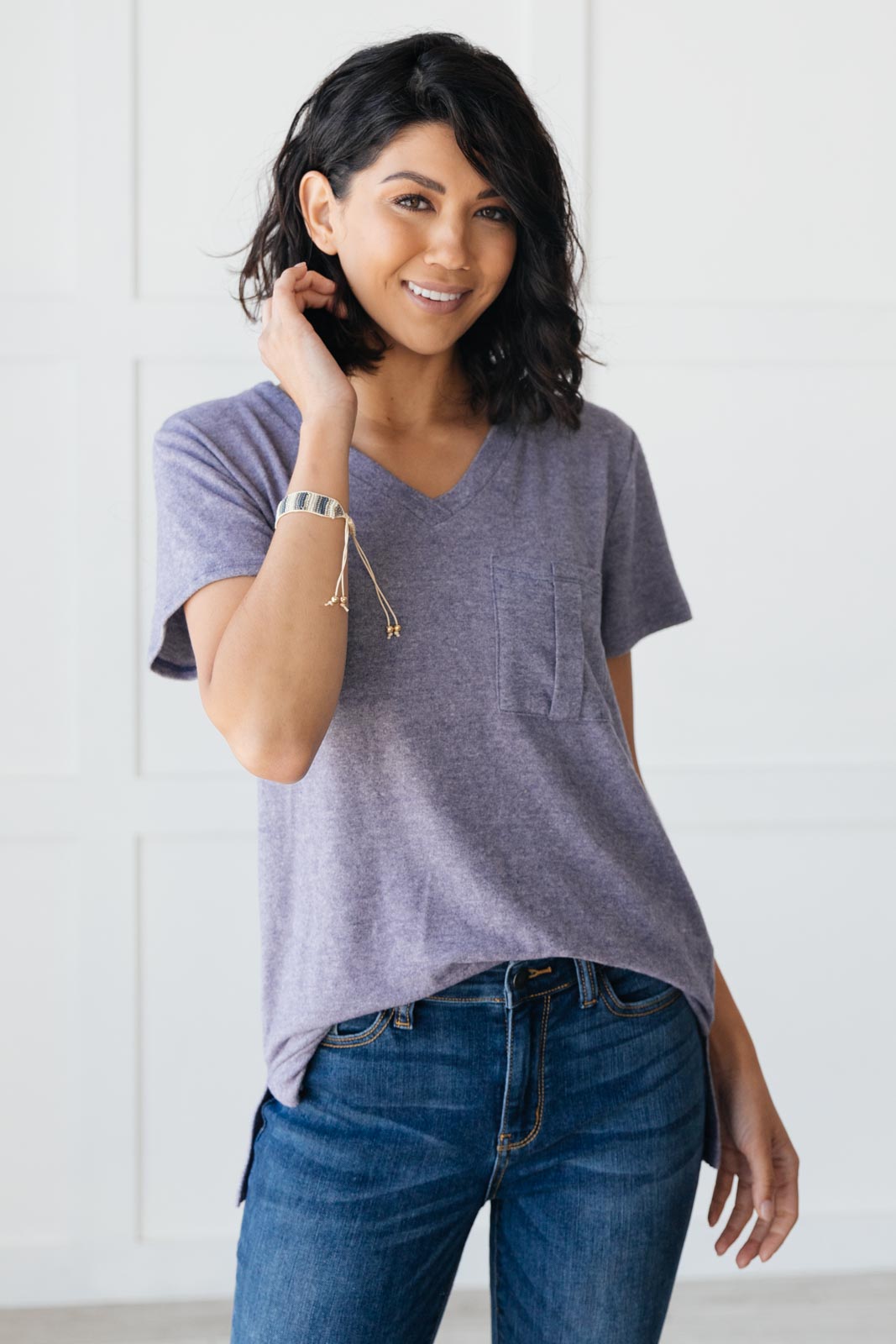 Basic V-neck in Navy-Womens-Modish Lily, Tecumseh Michigan