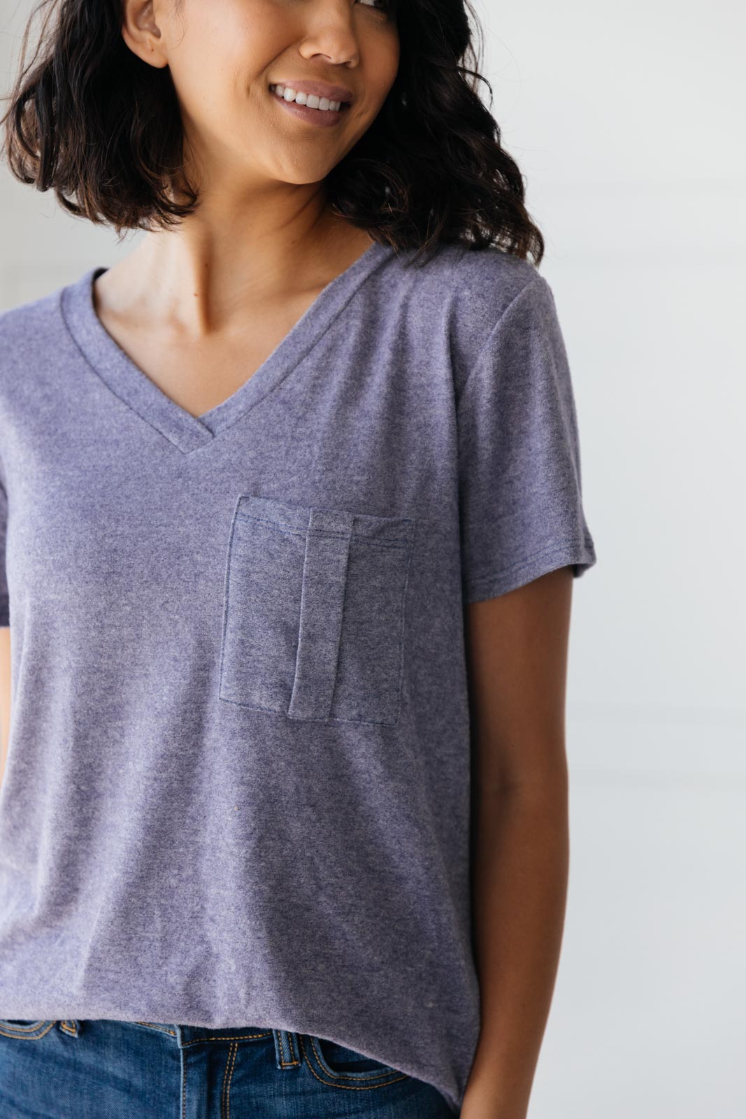 Basic V-neck in Navy-Womens-Modish Lily, Tecumseh Michigan