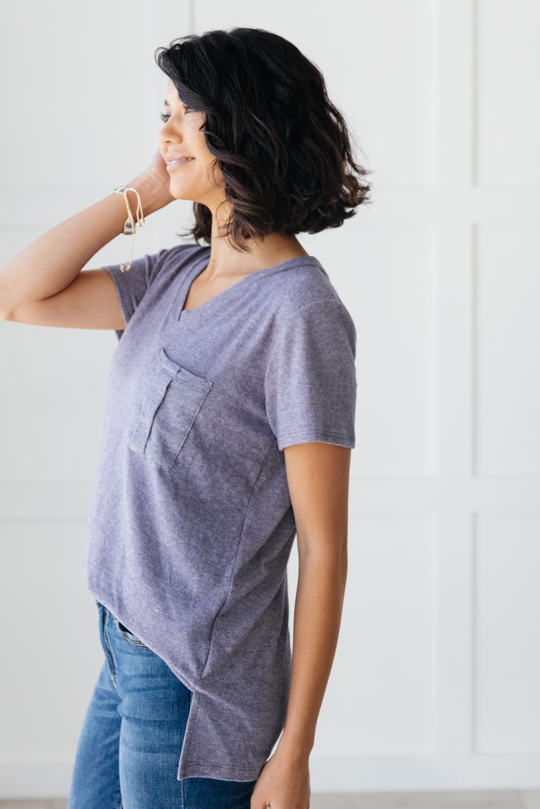 Basic V-neck in Navy-Womens-Modish Lily, Tecumseh Michigan