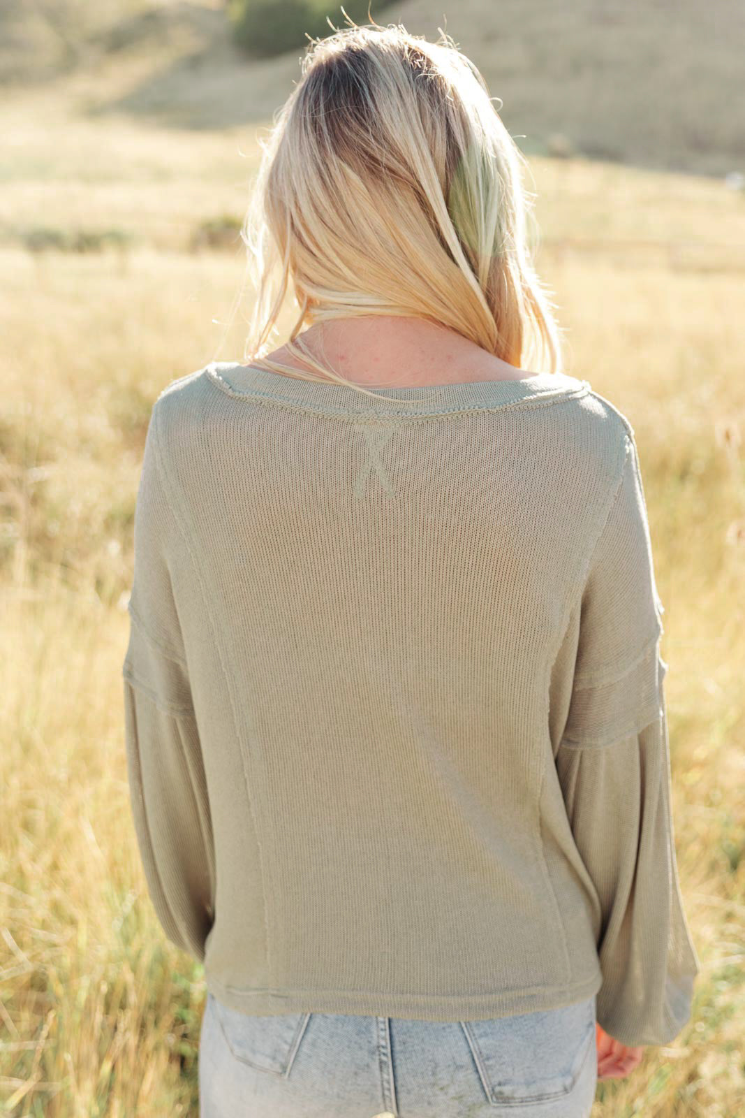 Bellissimo Draped V-Neck Sweater in Olive-Womens-Modish Lily, Tecumseh Michigan