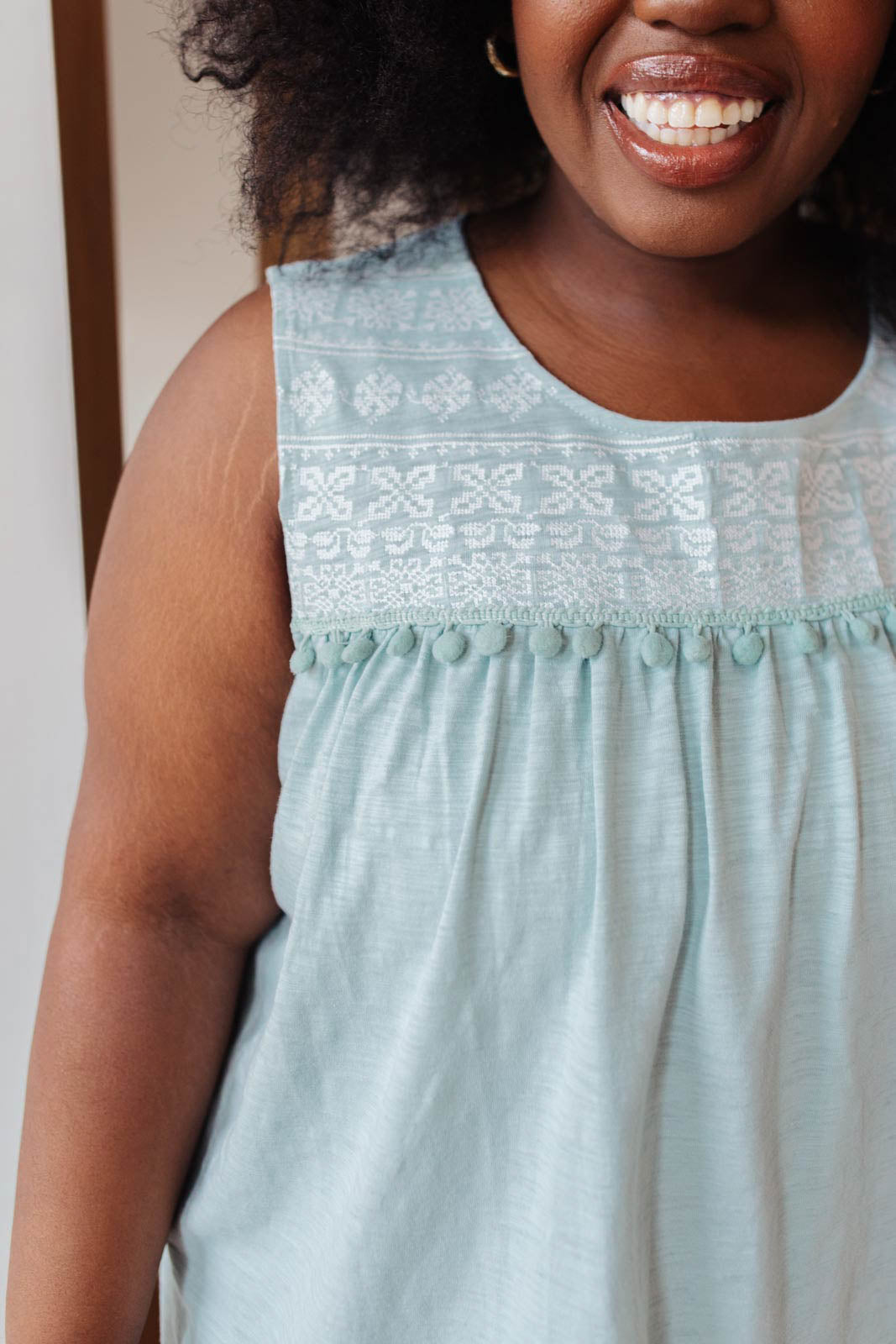Boho Baby Doll Tank in Sea Foam-Womens-Modish Lily, Tecumseh Michigan