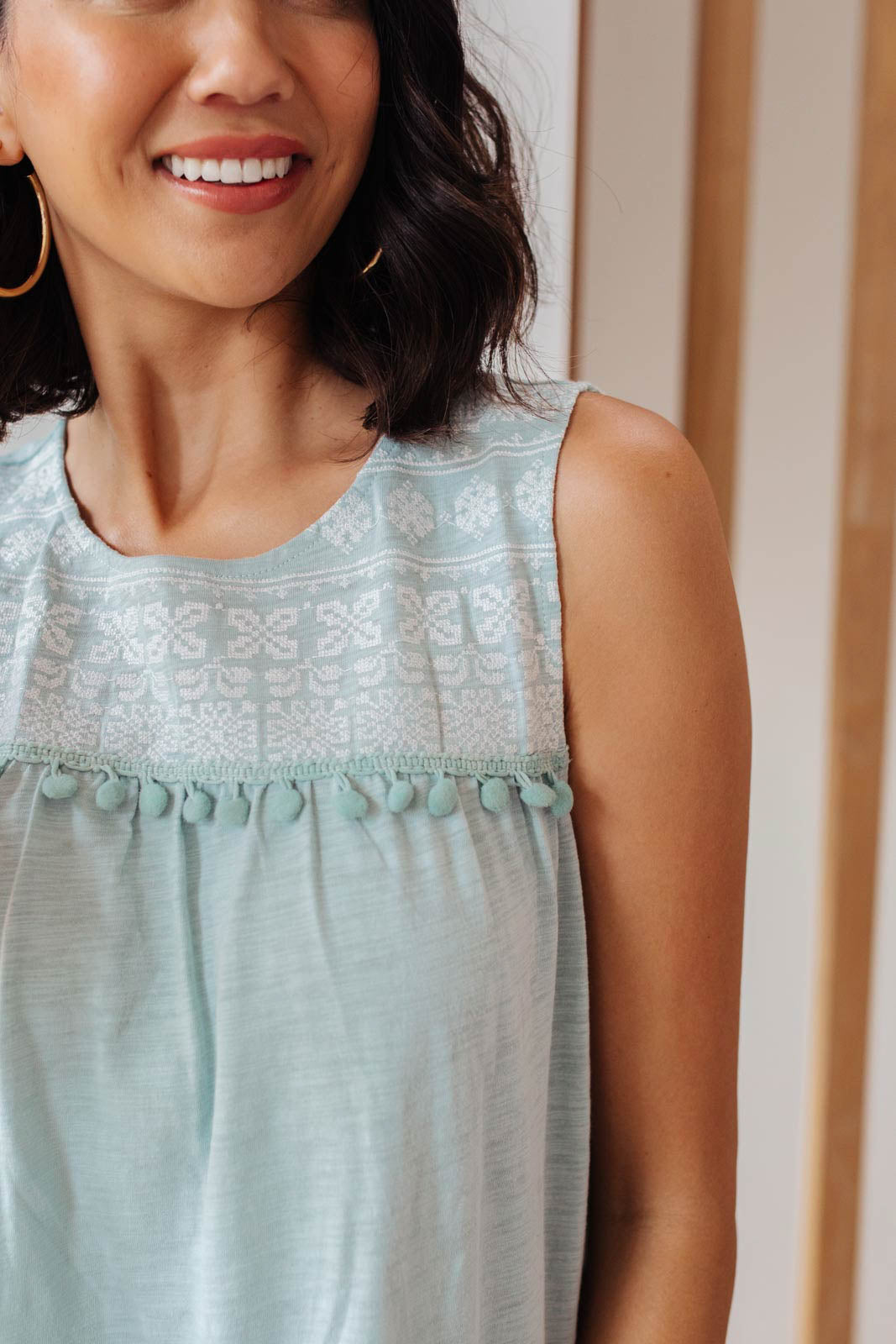 Boho Baby Doll Tank in Sea Foam-Womens-Modish Lily, Tecumseh Michigan