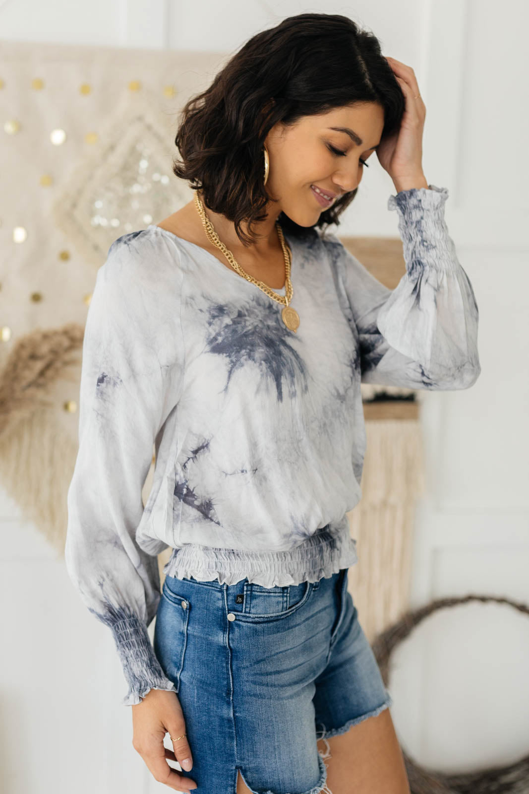 Cloudy With A Touch Of Blue Top-Womens-Modish Lily, Tecumseh Michigan