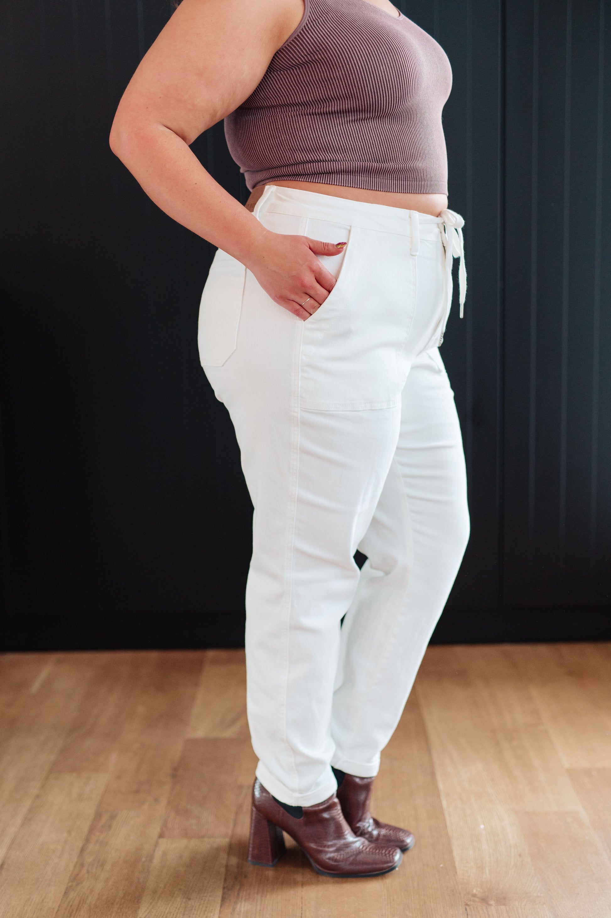 Charlene High Rise Jogger in Ecru-Womens-Modish Lily, Tecumseh Michigan