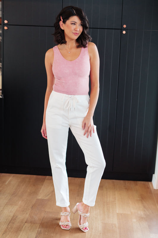 Charlene High Rise Jogger in Ecru-Womens-Modish Lily, Tecumseh Michigan