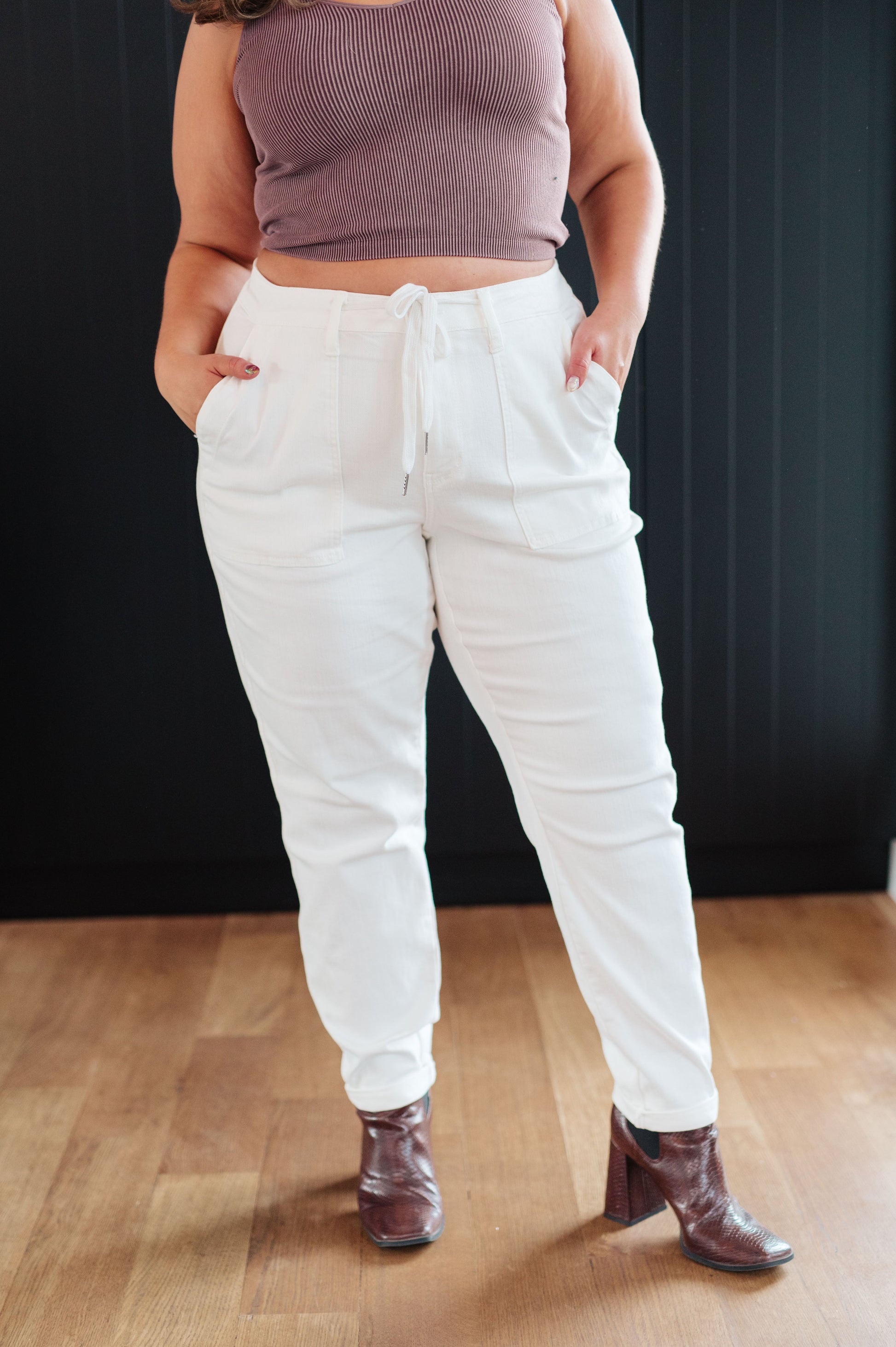 Charlene High Rise Jogger in Ecru-Womens-Modish Lily, Tecumseh Michigan