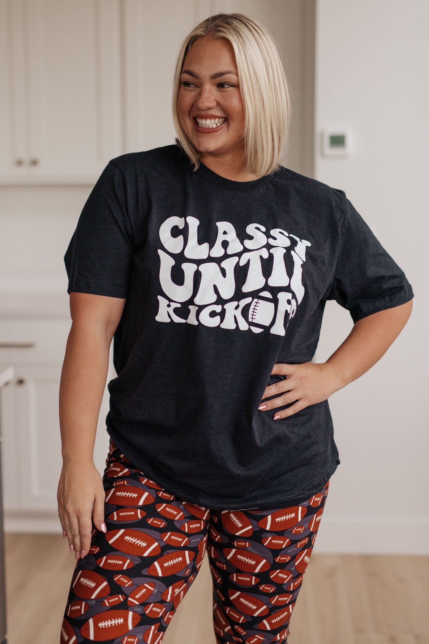 Classy Until Kickoff Tee-Womens-Modish Lily, Tecumseh Michigan