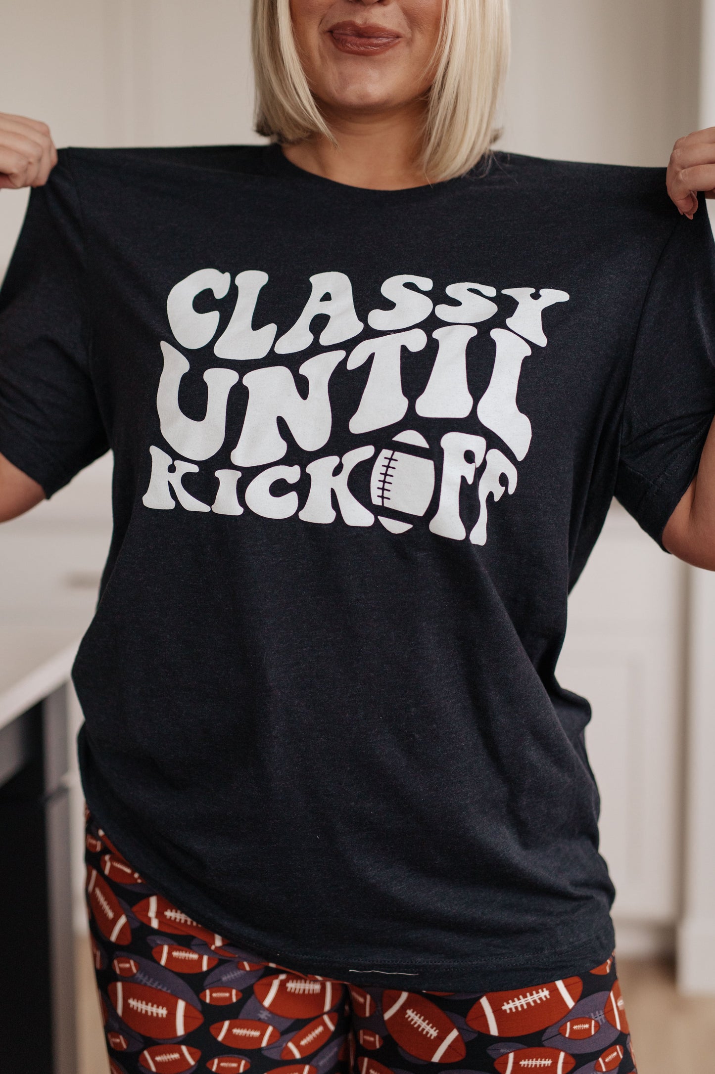 Classy Until Kickoff Tee-Womens-Modish Lily, Tecumseh Michigan