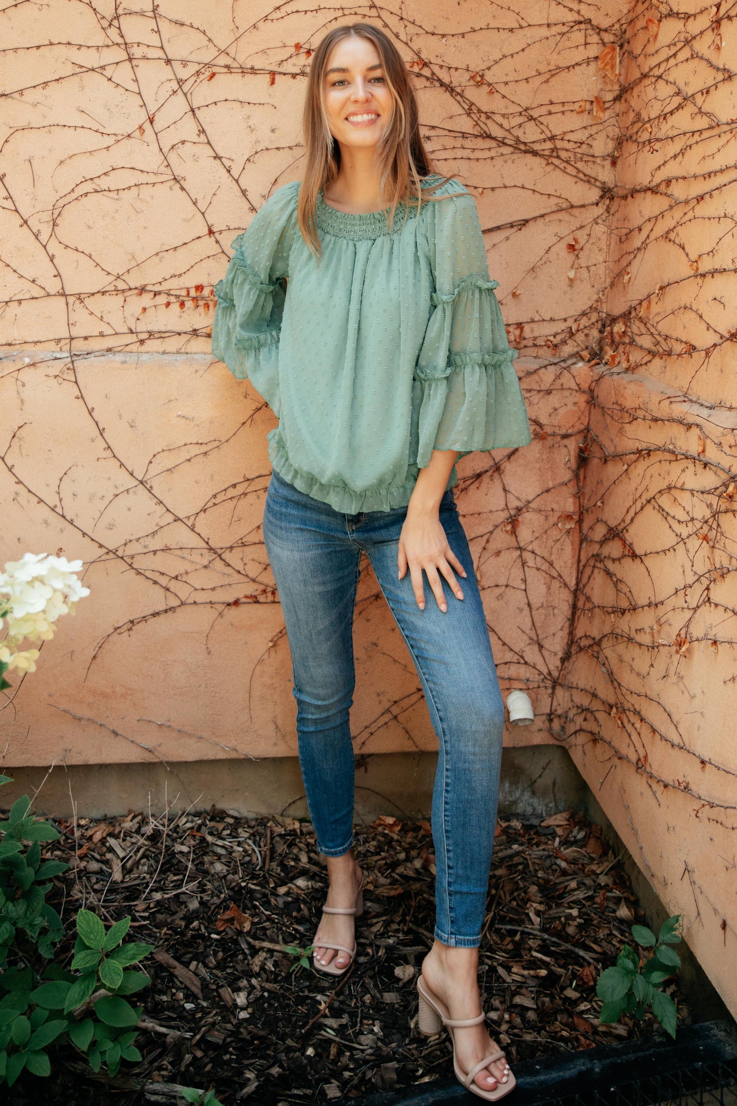 Dreaming Of Swiss Dots Top in Sage-Womens-Modish Lily, Tecumseh Michigan