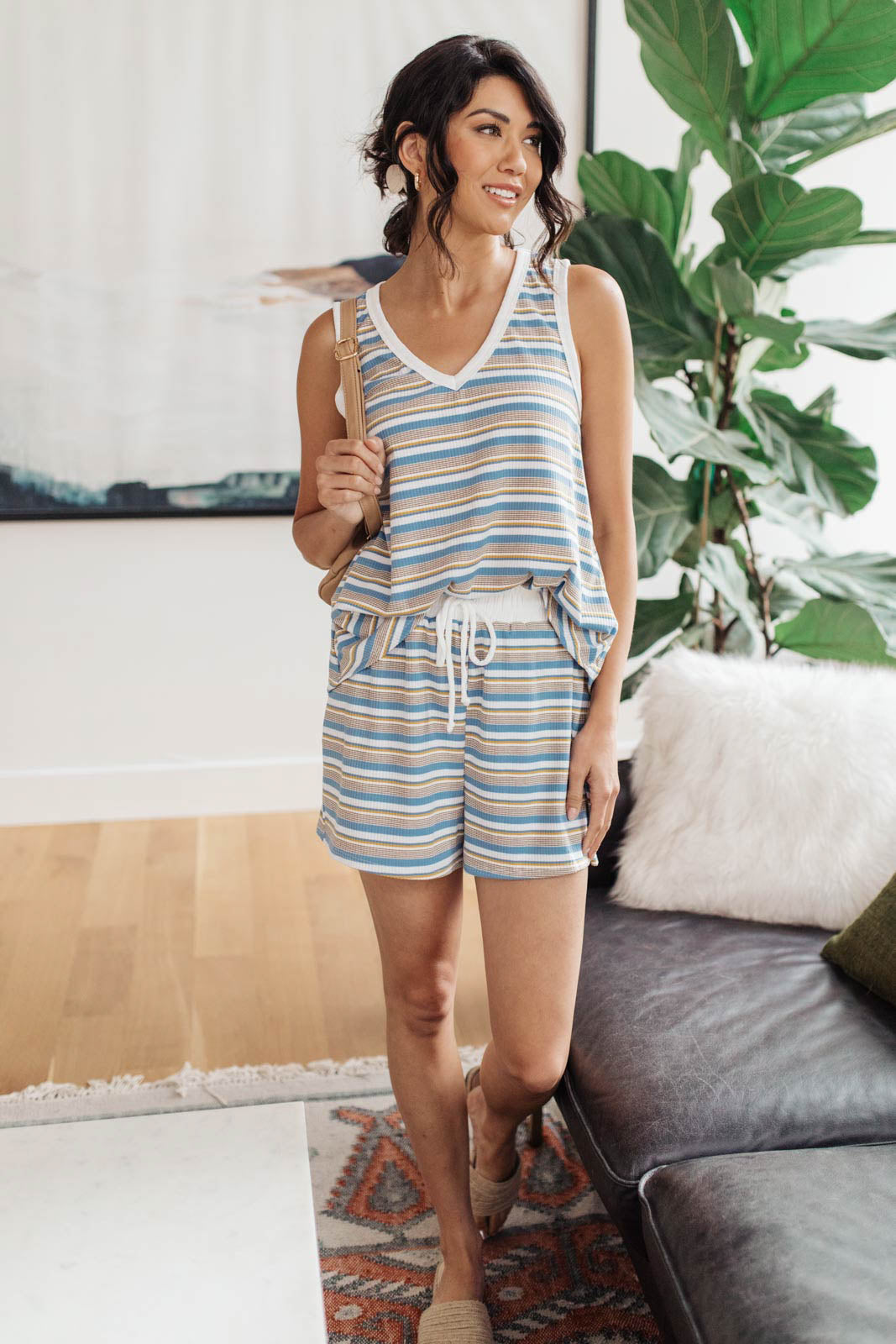 Emery Striped Tank in Blue-Womens-Modish Lily, Tecumseh Michigan