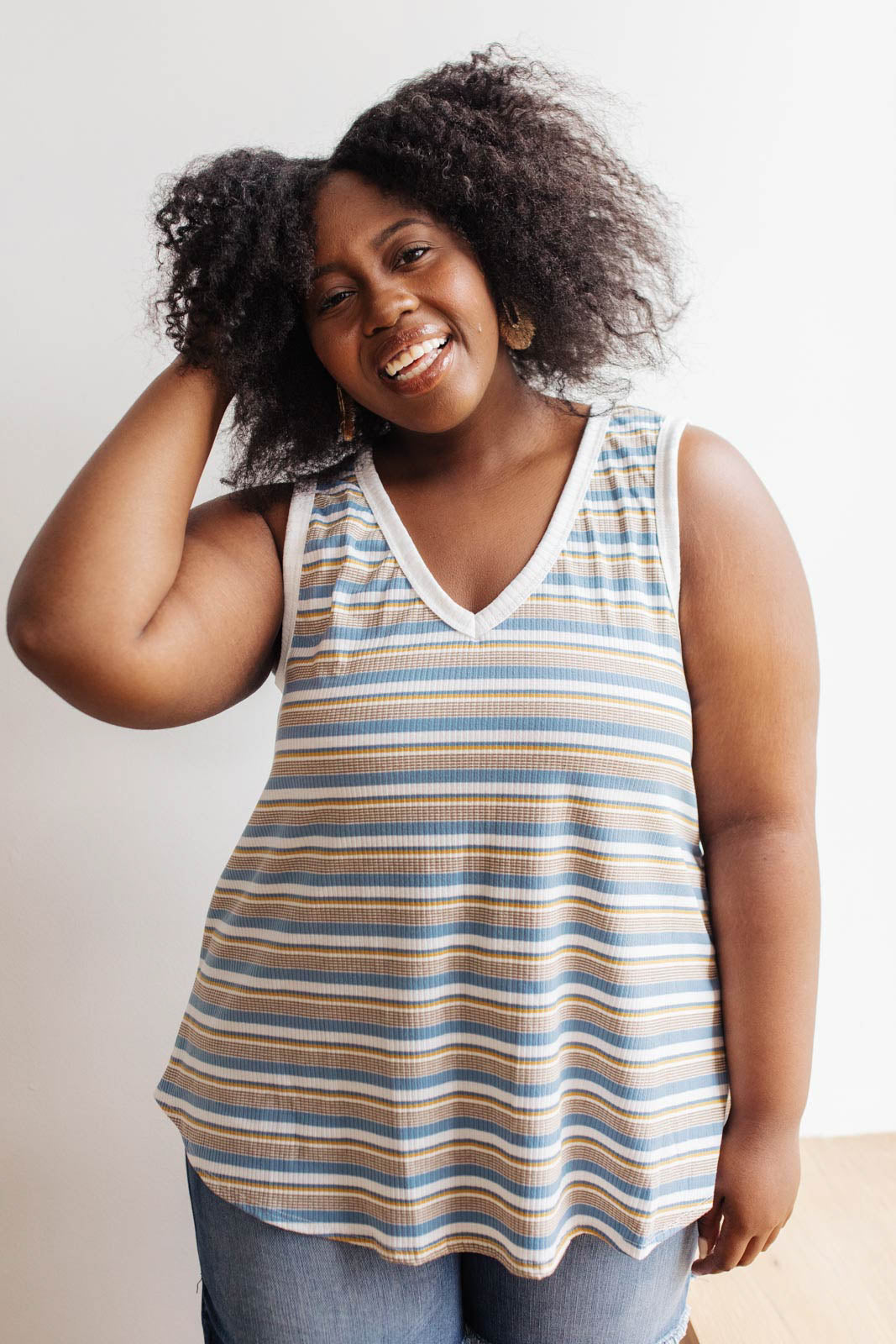 Emery Striped Tank in Blue-Womens-Modish Lily, Tecumseh Michigan