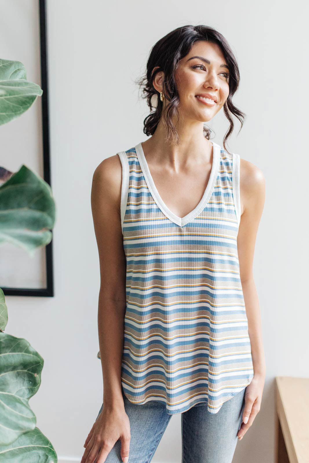 Emery Striped Tank in Blue-Womens-Modish Lily, Tecumseh Michigan
