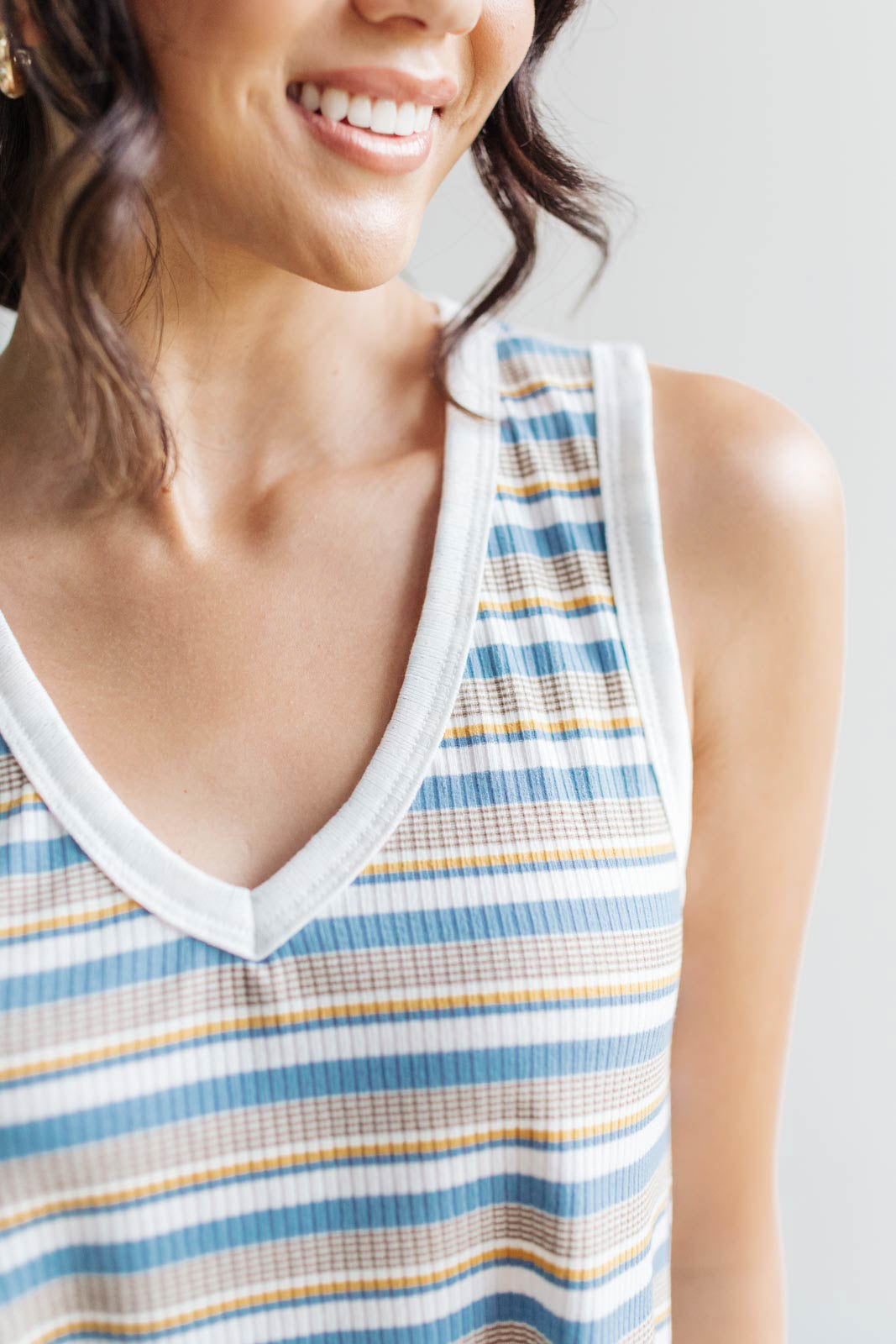Emery Striped Tank in Blue-Womens-Modish Lily, Tecumseh Michigan