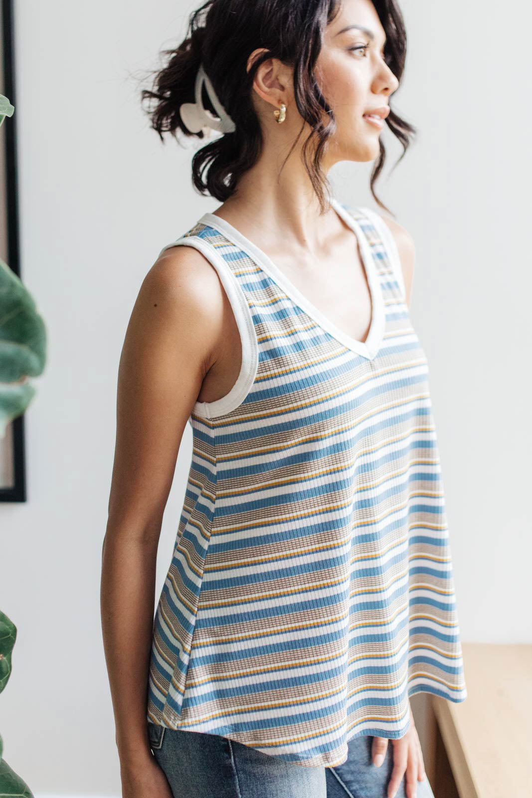 Emery Striped Tank in Blue-Womens-Modish Lily, Tecumseh Michigan