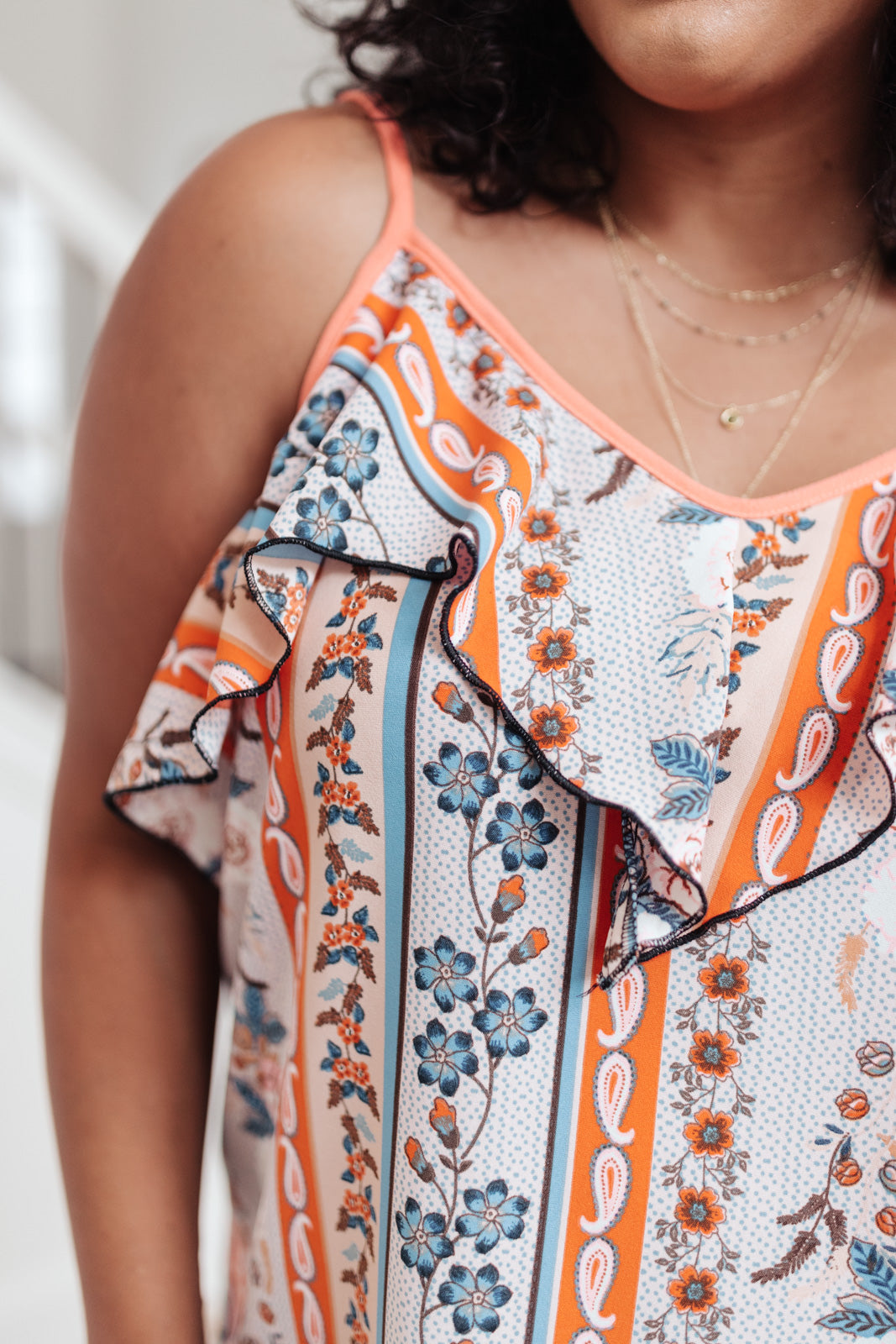 Flirty Florals Tank in Blush/Orange-Womens-Modish Lily, Tecumseh Michigan