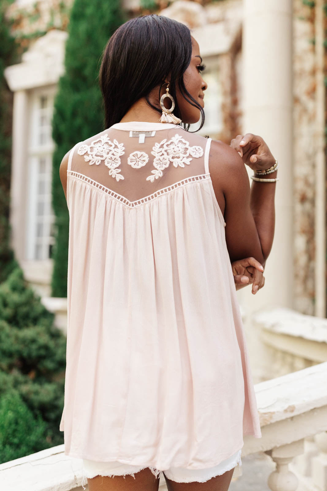 Floral Embroidered Swing Top in Pink-Womens-Modish Lily, Tecumseh Michigan
