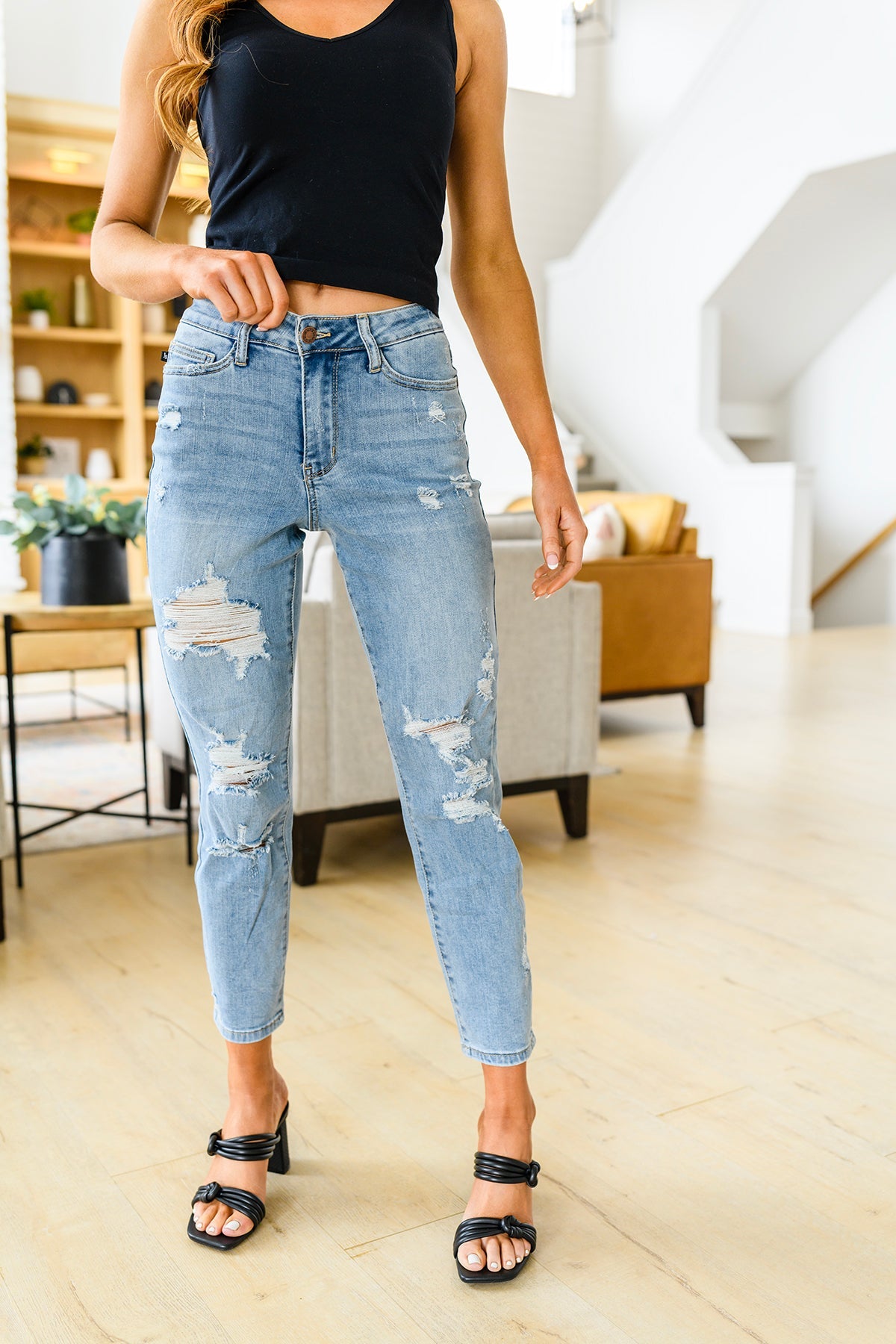 Florence High Waist Destroyed Boyfriend Jeans-Womens-Modish Lily, Tecumseh Michigan