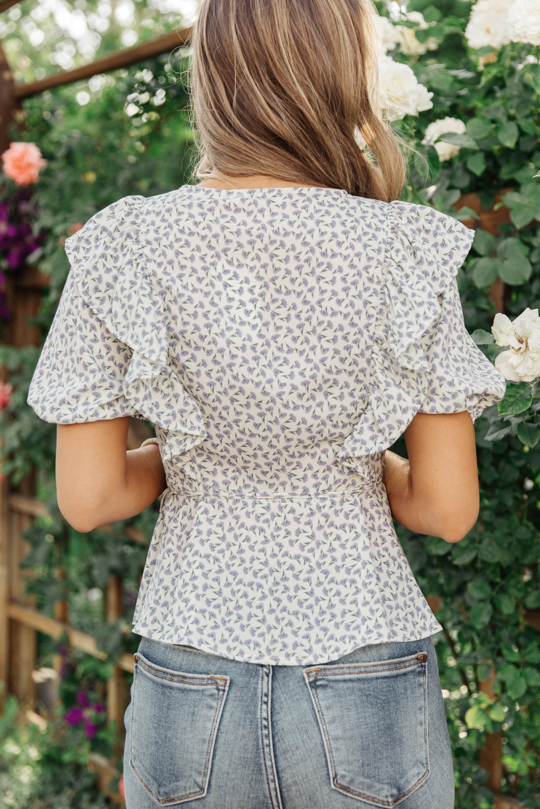 Folksong Floral Top in Periwinkle-Womens-Modish Lily, Tecumseh Michigan