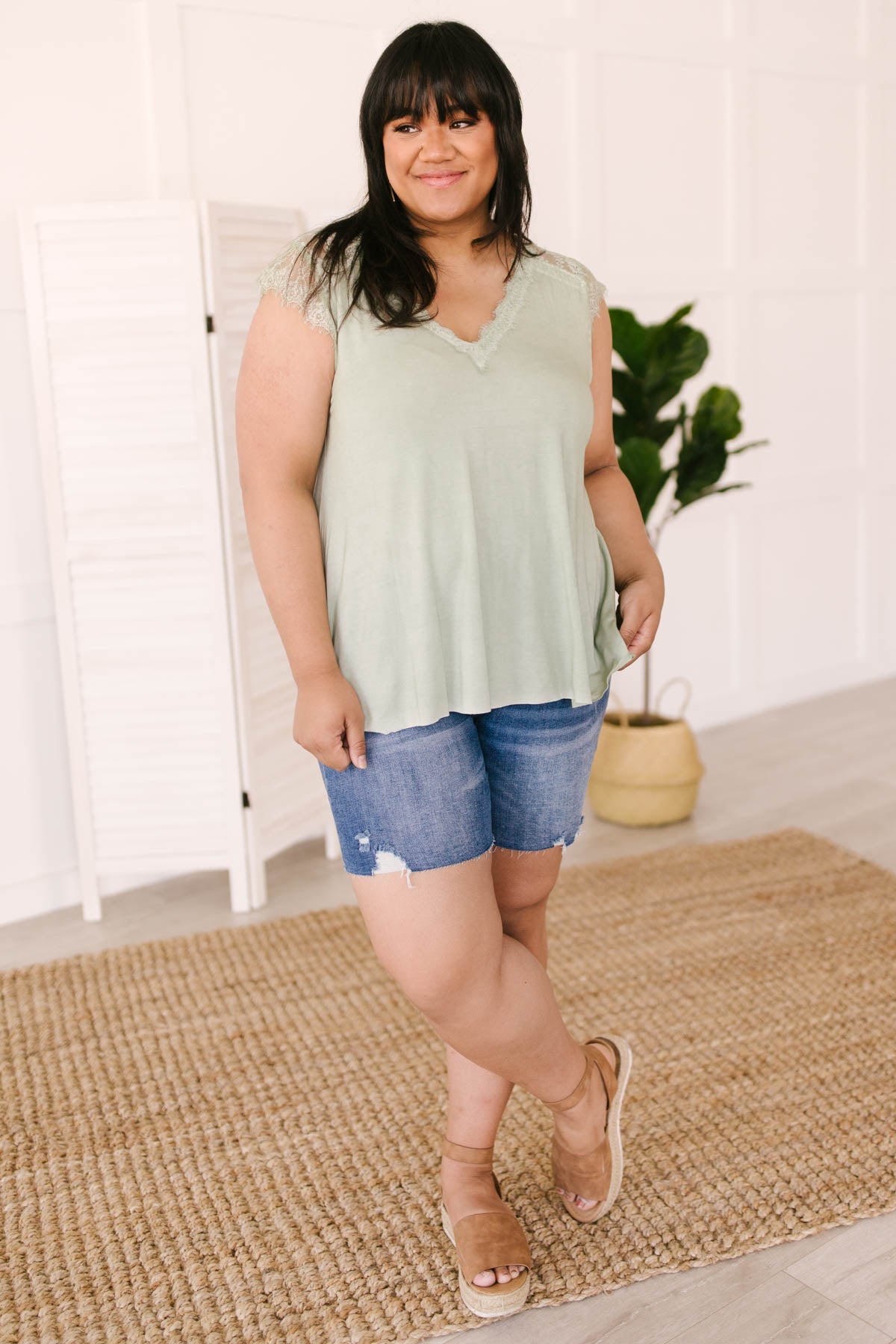Garden and Lace Top in Sage-Womens-Modish Lily, Tecumseh Michigan